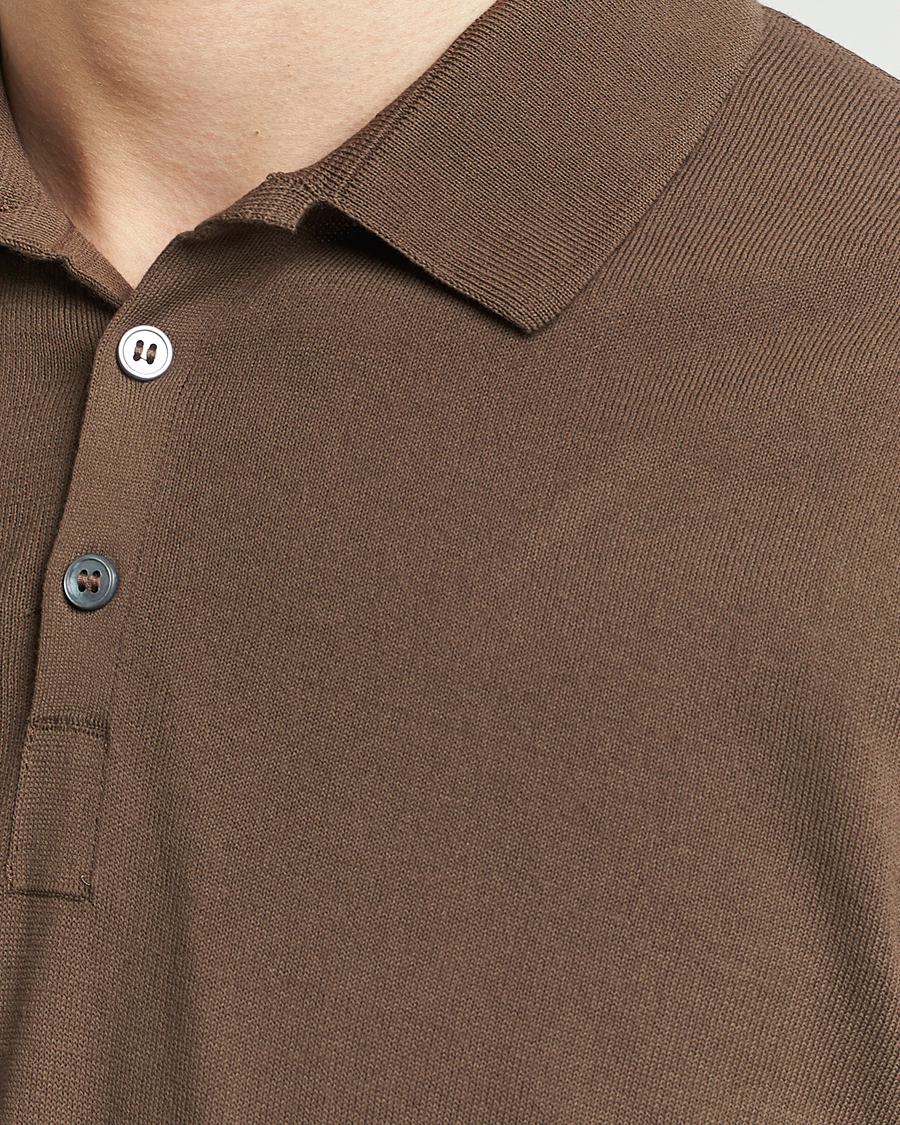 Herre | Pikéer | Gran Sasso | Cotton Knitted Polo Dark Brown