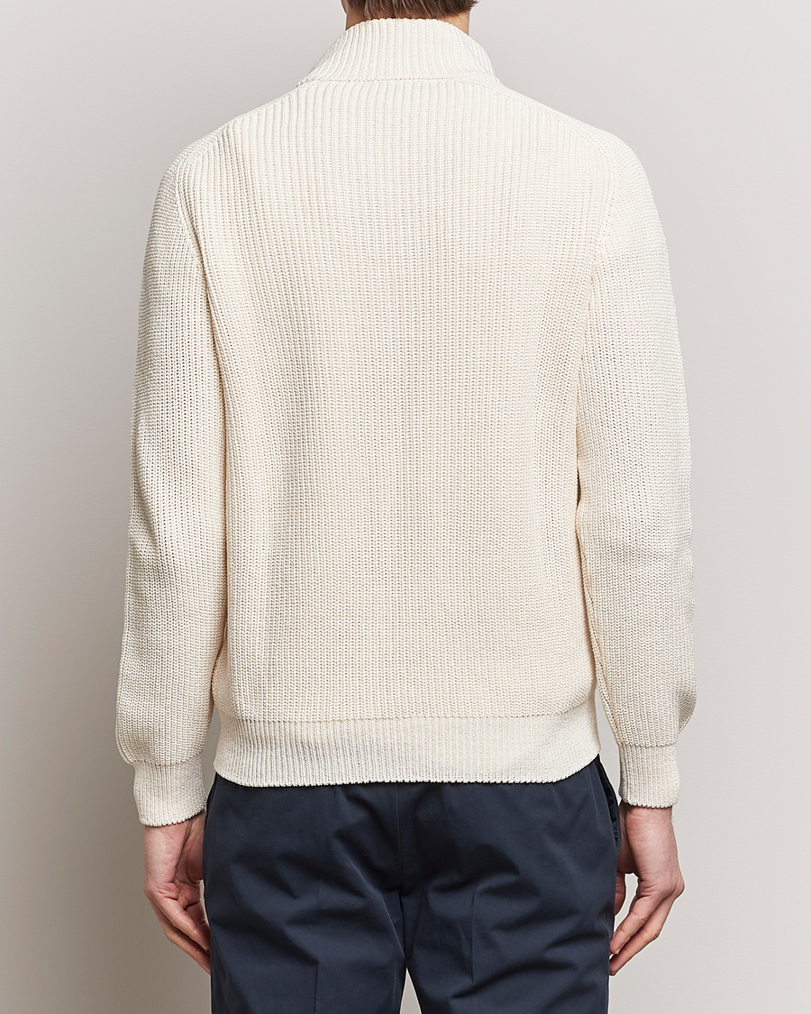 Herre | Gensere | Gran Sasso | Cotton Heavy Knitted Half Zip Cream