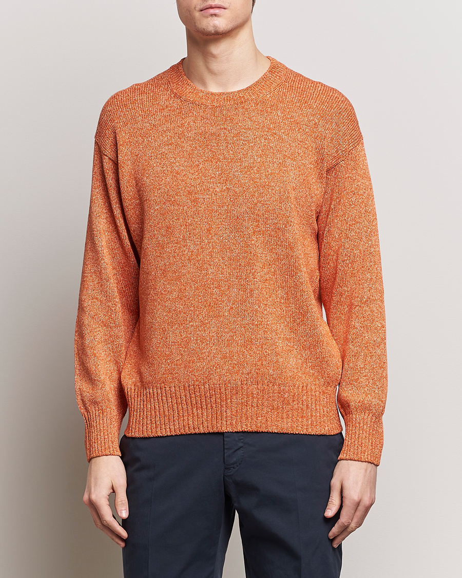 Herre | Strikkede gensere | Gran Sasso | Cotton Heavy Knitted Crew Neck Rust Melange