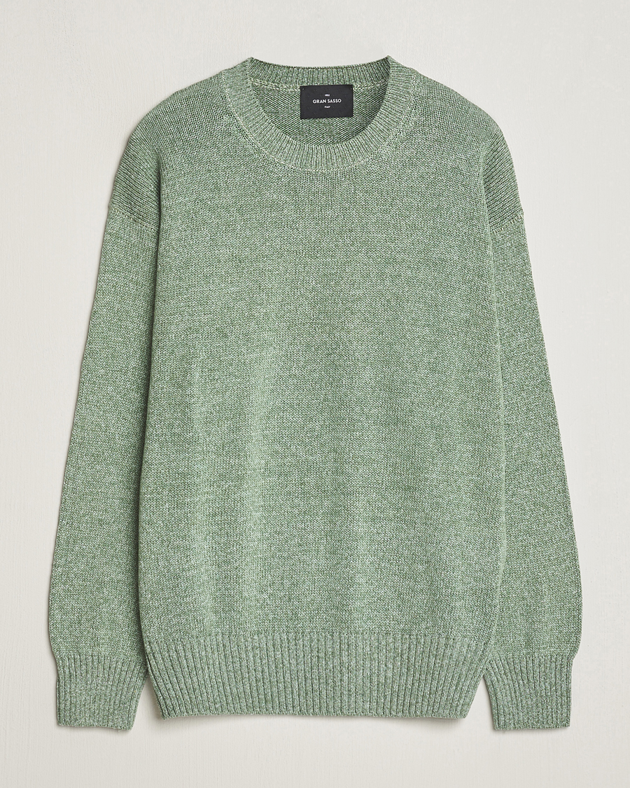Herre | Gensere | Gran Sasso | Cotton Heavy Knitted Crew Neck Green Melange