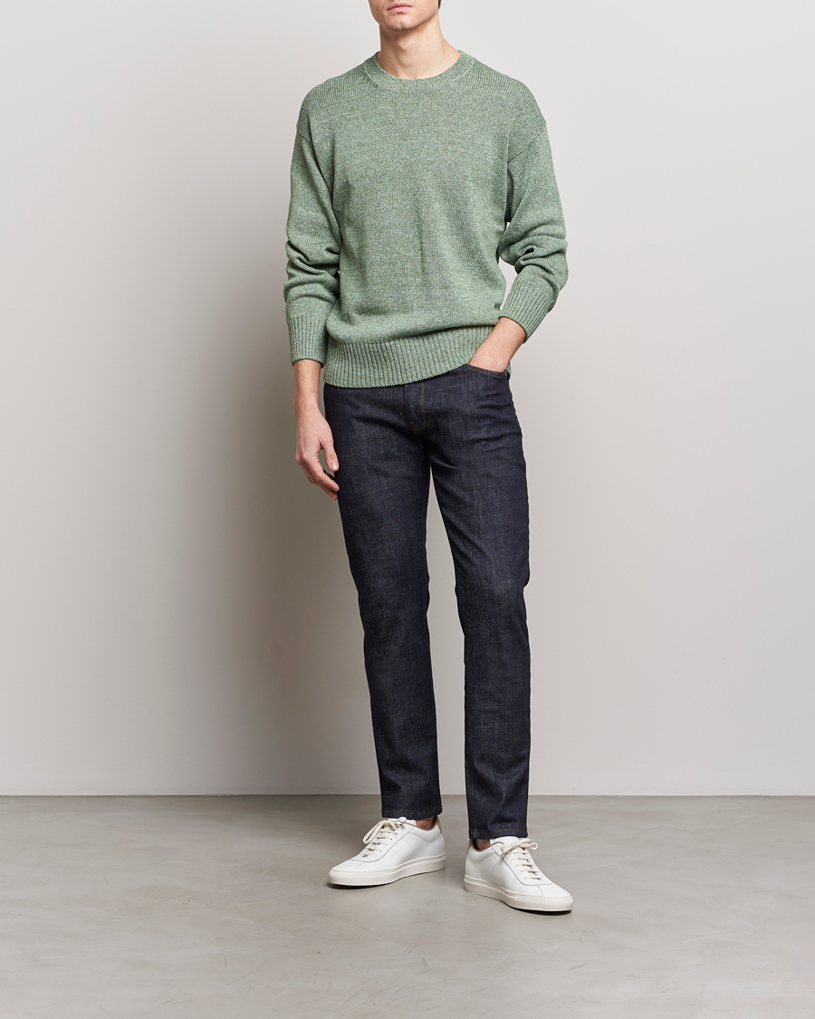Herre | Gensere | Gran Sasso | Cotton Heavy Knitted Crew Neck Green Melange