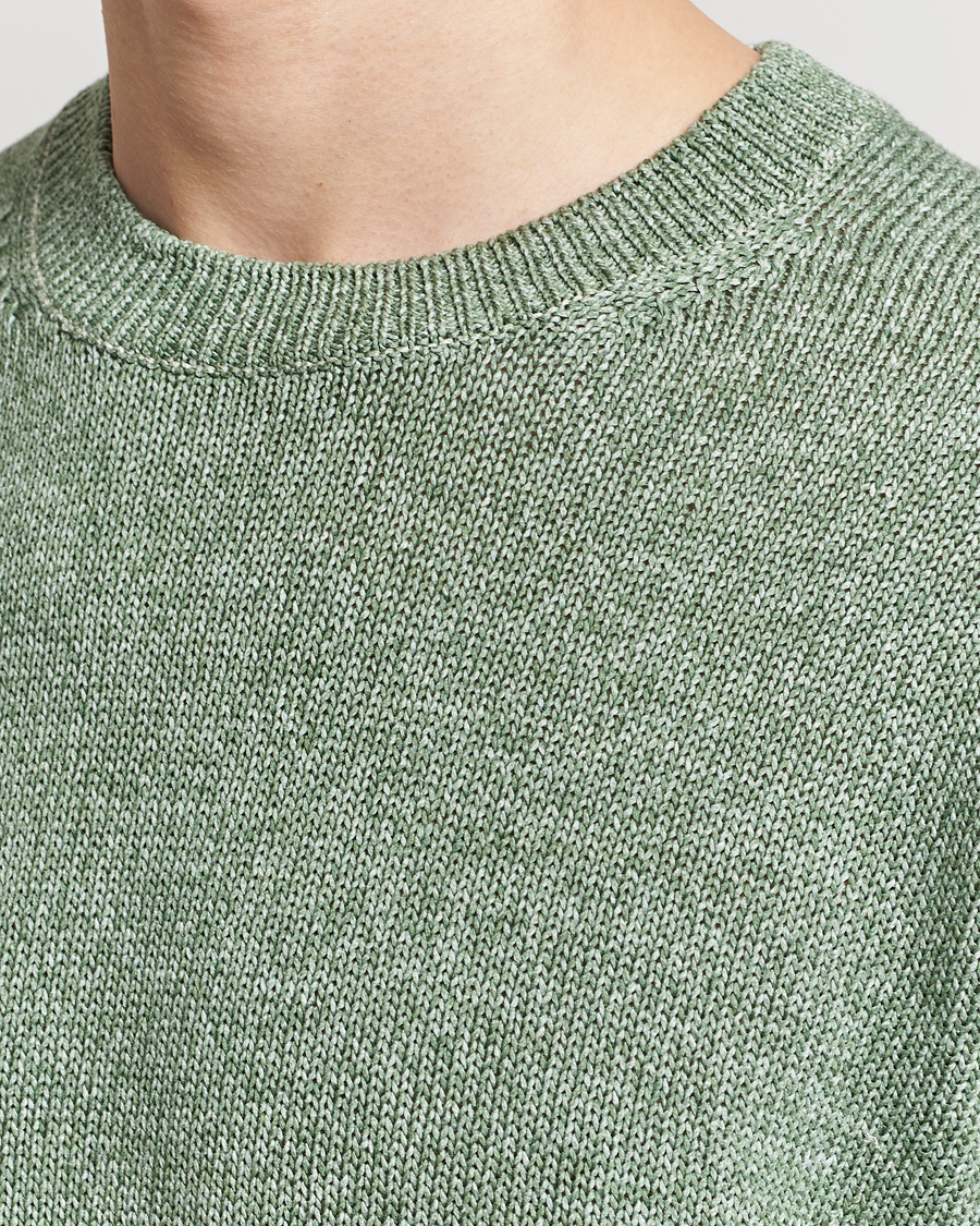 Herre | Gensere | Gran Sasso | Cotton Heavy Knitted Crew Neck Green Melange