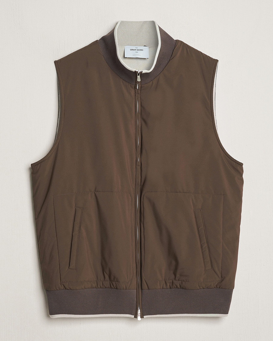 Herre | Jakker | Gran Sasso | Nylon Light Padded Gilet Dark Brown