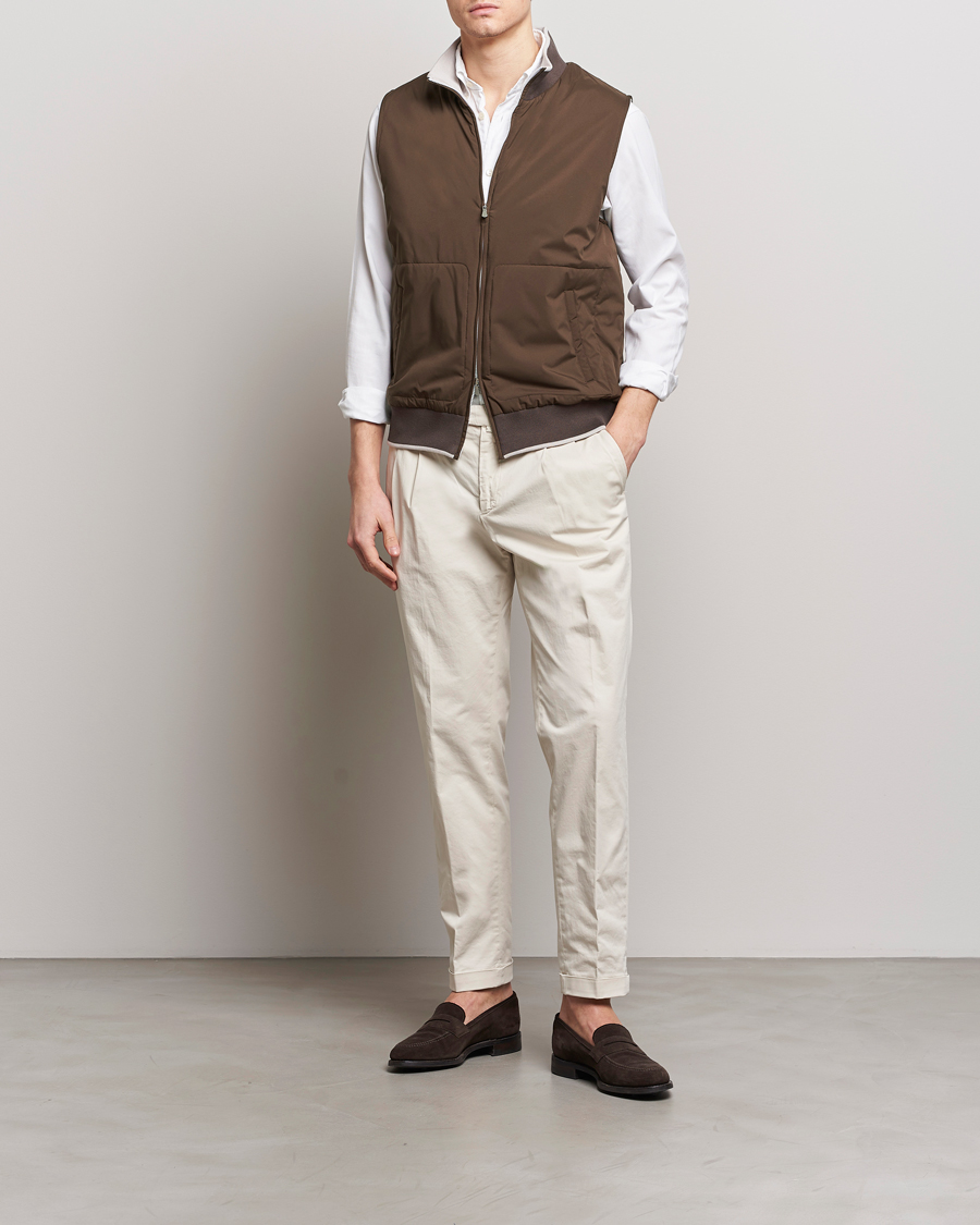 Herre | Jakker | Gran Sasso | Nylon Light Padded Gilet Dark Brown