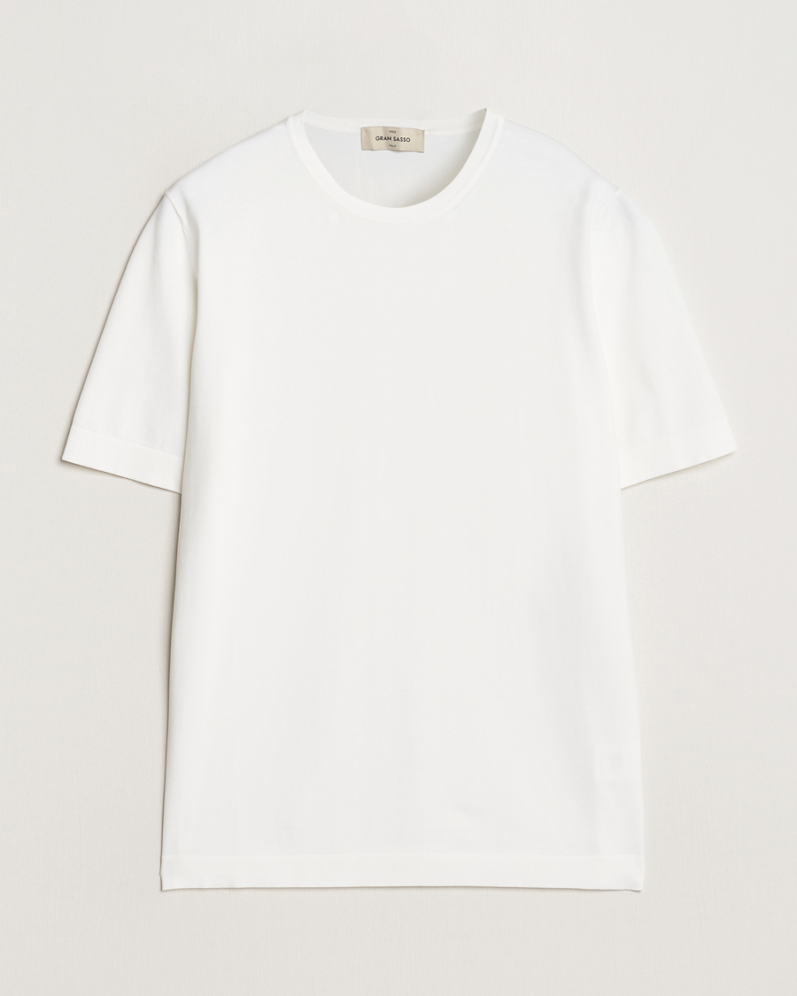 Herre | T-Shirts | Gran Sasso | Cotton Knitted Crew Neck T-Shirt White