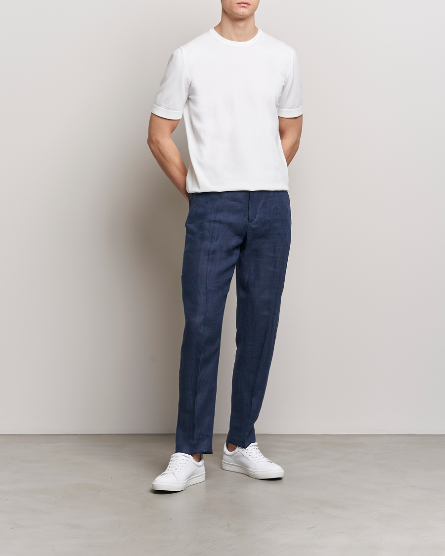 Herre | T-Shirts | Gran Sasso | Cotton Knitted Crew Neck T-Shirt White