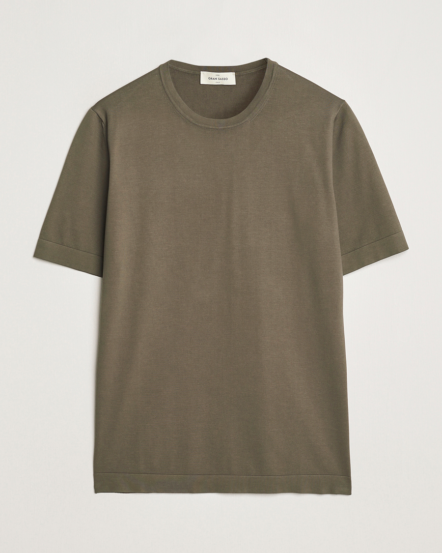 Herre | T-Shirts | Gran Sasso | Cotton Knitted Crew Neck T-Shirt Dark Brown