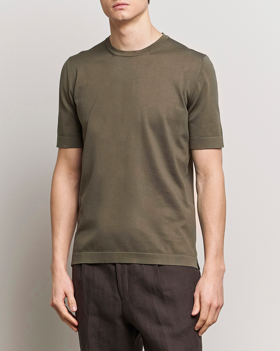 Herre | Klær | Gran Sasso | Cotton Knitted Crew Neck T-Shirt Dark Brown
