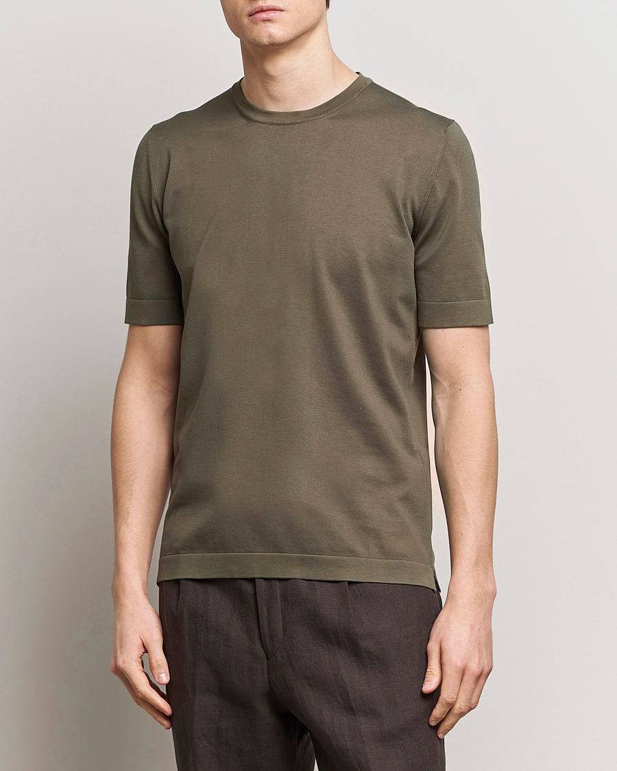 Herre | Gran Sasso | Gran Sasso | Cotton Knitted Crew Neck T-Shirt Dark Brown