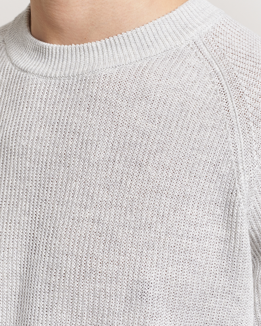 Herre | T-Shirts | Gran Sasso | Cotton Heavy Knitted Crew Neck T-Shirt Light Grey