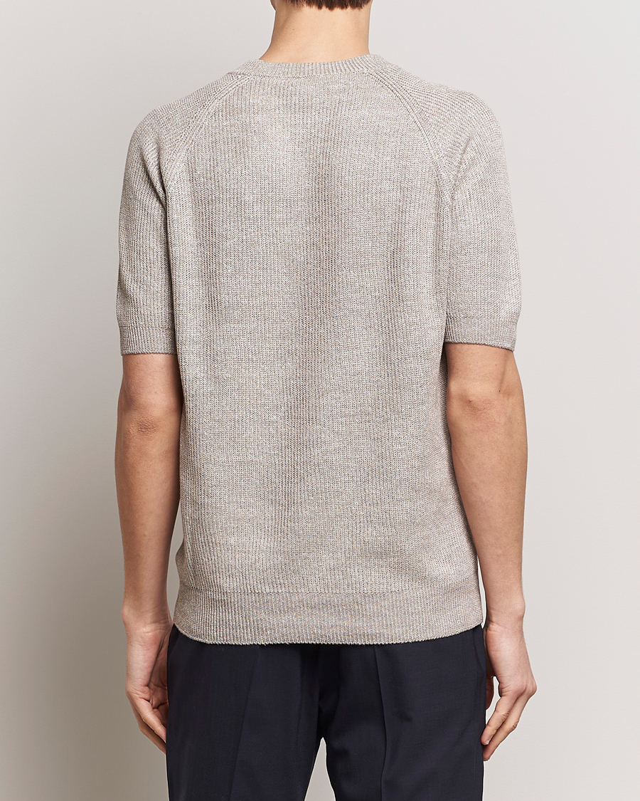 Herre | T-Shirts | Gran Sasso | Cotton Heavy Knitted Crew Neck T-Shirt Beige Melange