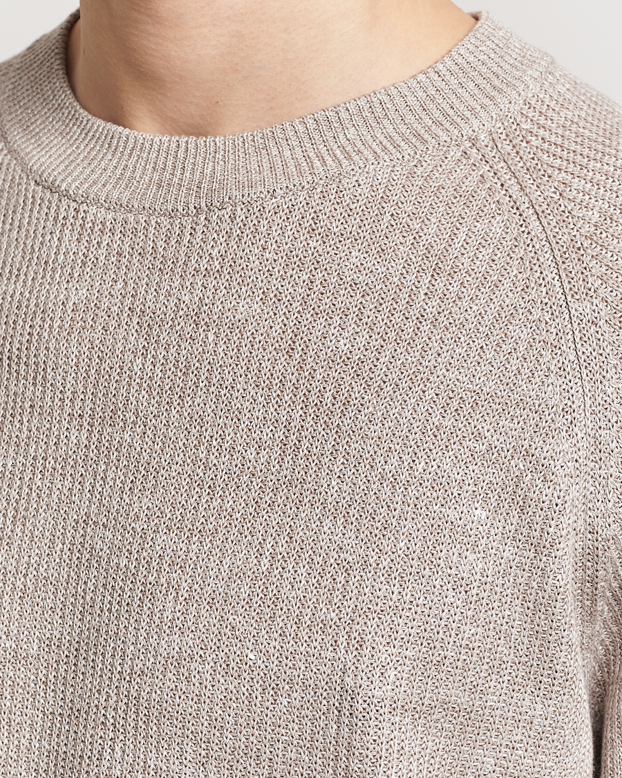 Herre | T-Shirts | Gran Sasso | Cotton Heavy Knitted Crew Neck T-Shirt Beige Melange