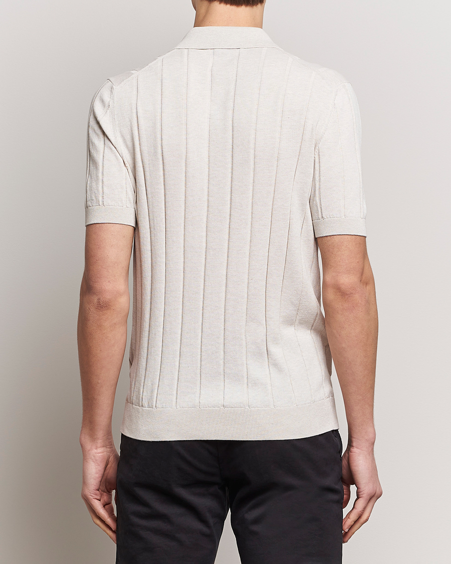 Herre | Skjorter | Gran Sasso | Cotton Ribbed Knitted Resort Shirt Light Beige