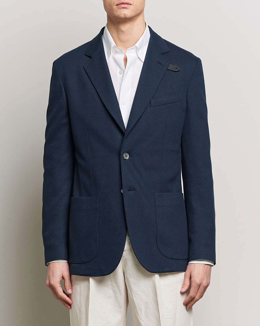 Herre | Italian Department | Brioni | Cotton/Silk Jersey Blazer Navy