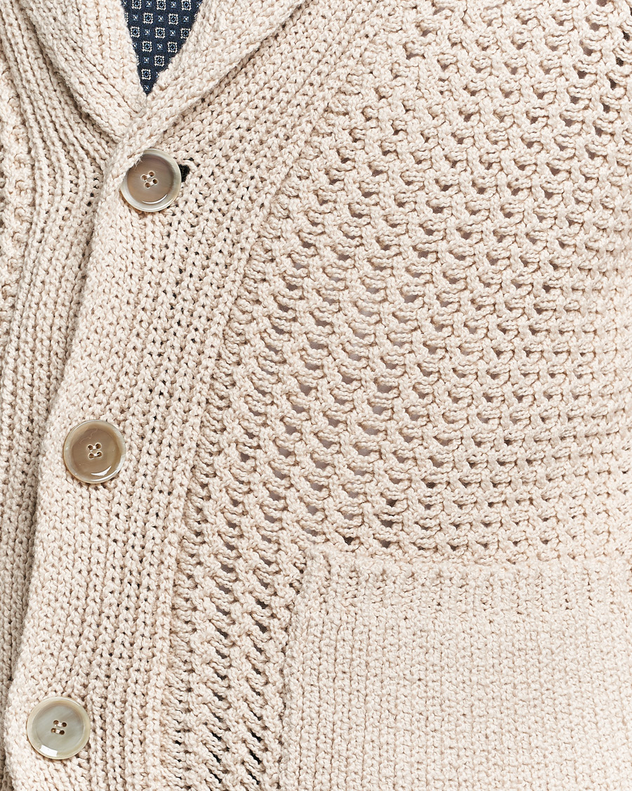 Herre | Gensere | Brioni | Cotton/Wool Shawl Cardigan Light Beige