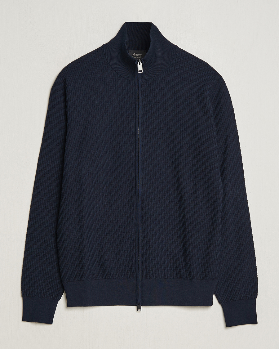 Herre | Gensere | Brioni | Cashmere/Silk Blend Full Zip Navy