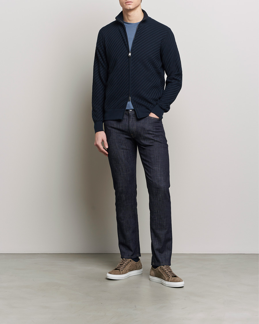 Herre | Gensere | Brioni | Cashmere/Silk Blend Full Zip Navy