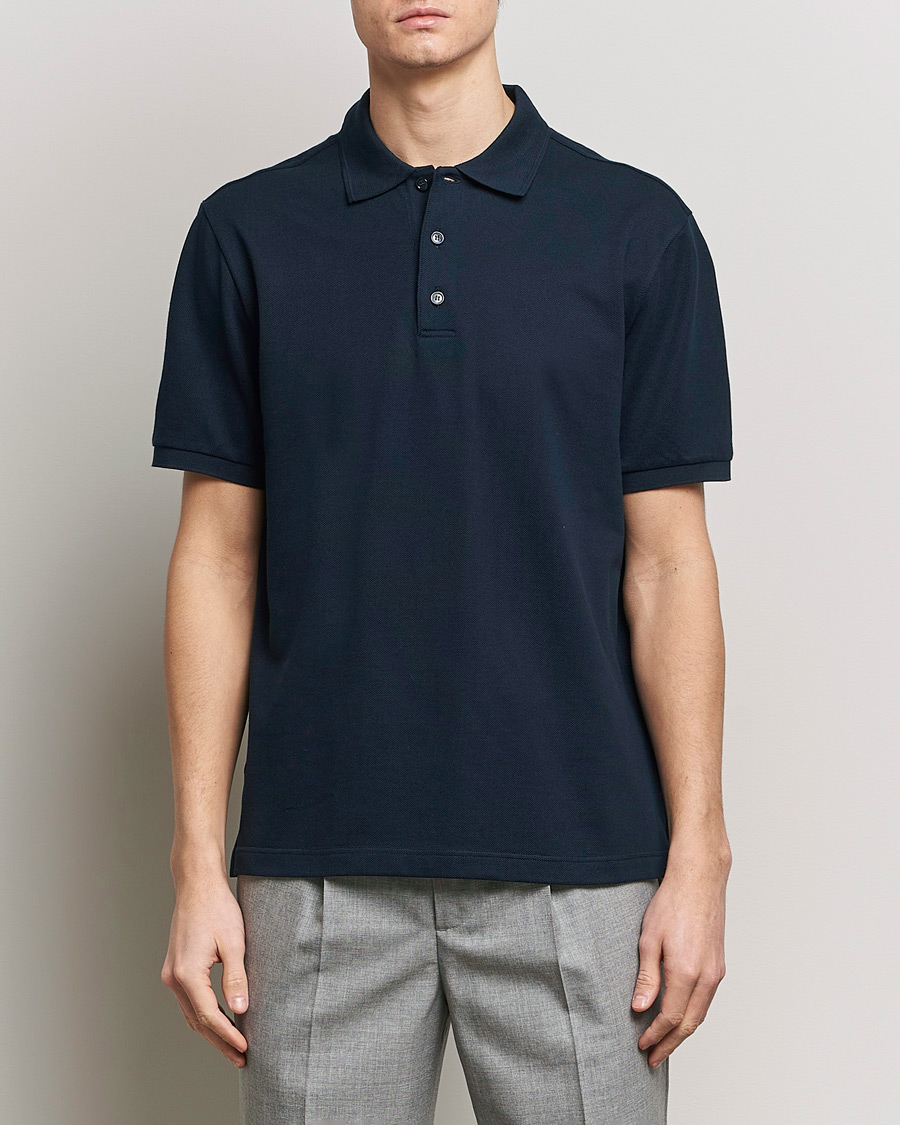 Herre | Pikéer | Brioni | Cotton Pique Short Sleeve Polo Navy