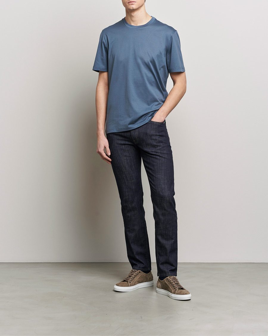Herre | T-Shirts | Brioni | Short Sleeve Cotton T-Shirt Petroleum