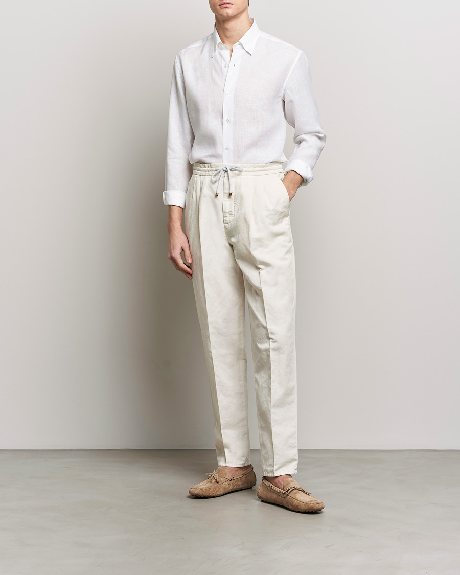 Herre | Skjorter | Brioni | Linen Sport Shirt White