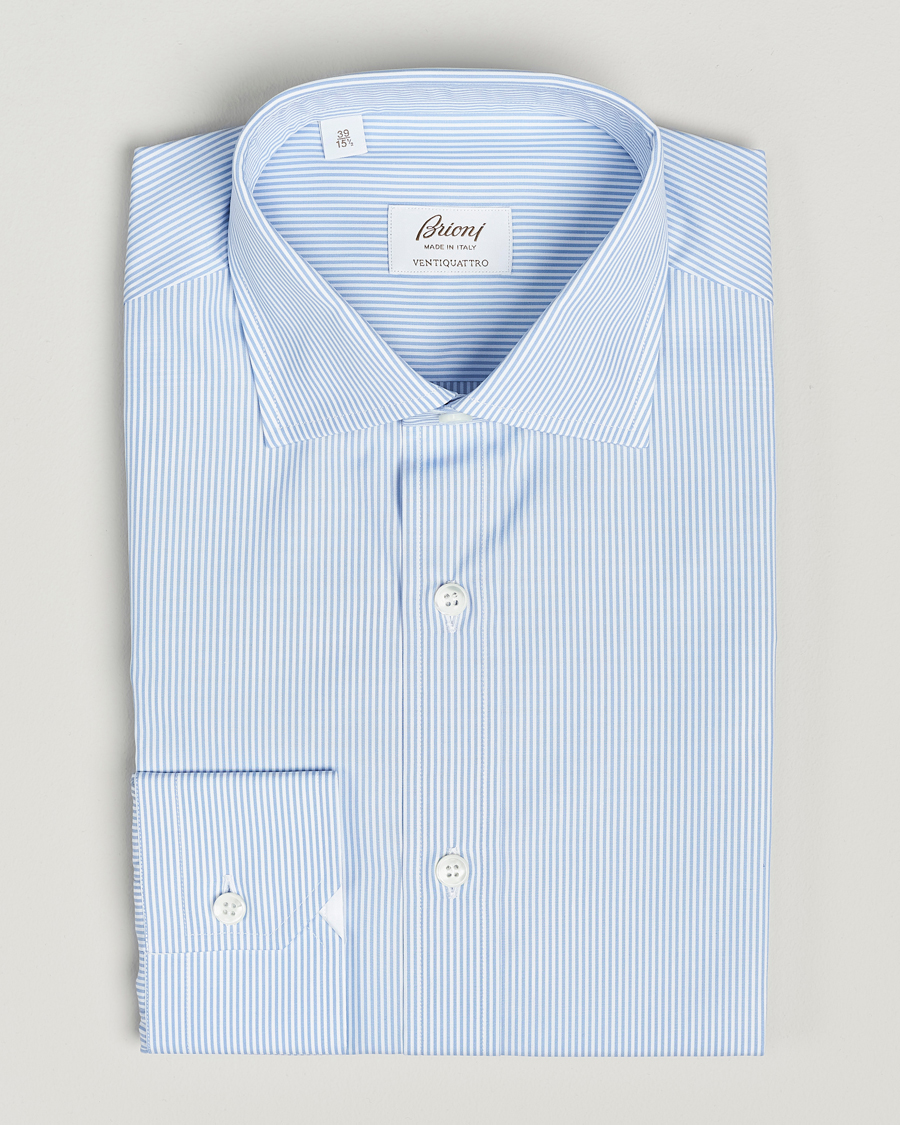 Herre | Skjorter | Brioni | Slim Fit Dress Shirt Light Blue Stripe