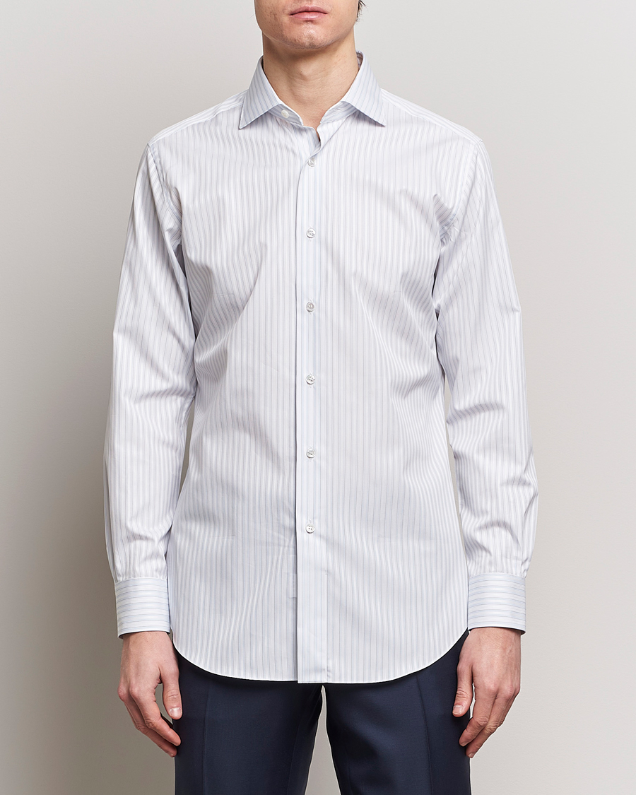 Herre | Formelle | Brioni | Slim Fit Dress Shirt Light Blue Stripe