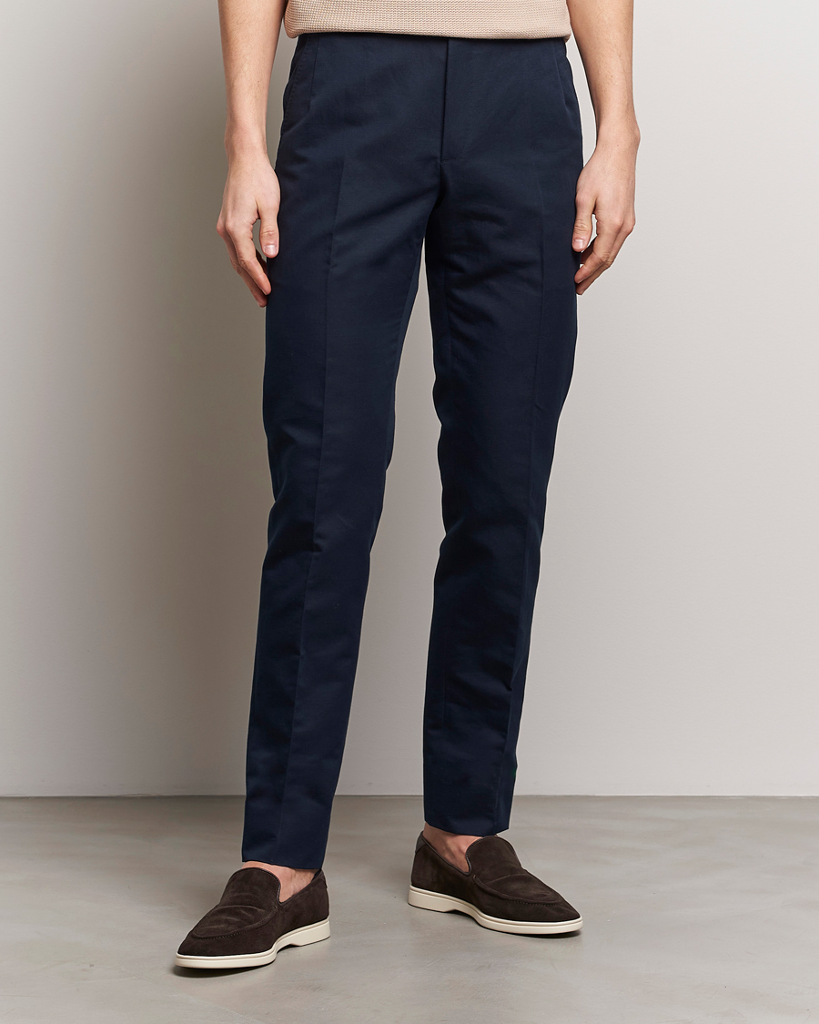 Herre | Italian Department | Brioni | Cotton/Linen Sport Trousers Navy