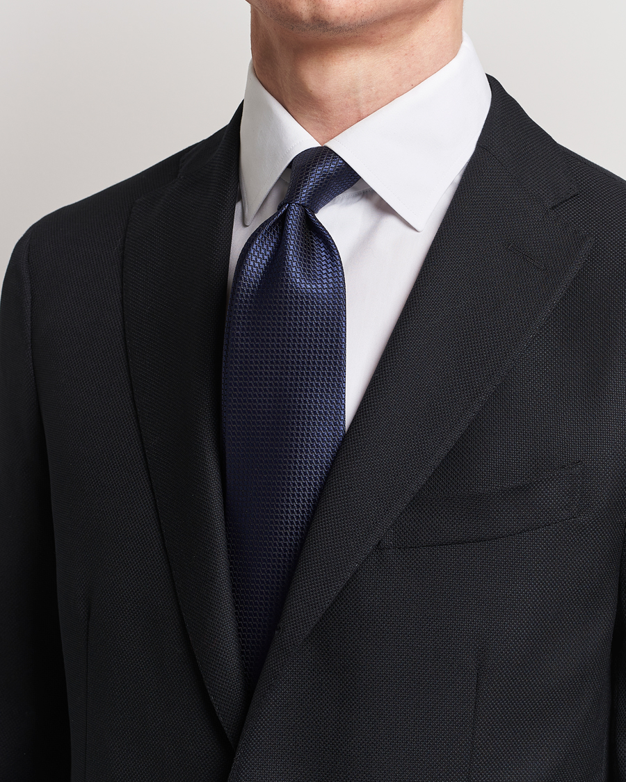 Herre | Italian Department | Brioni | Structured Silk Tie Navy