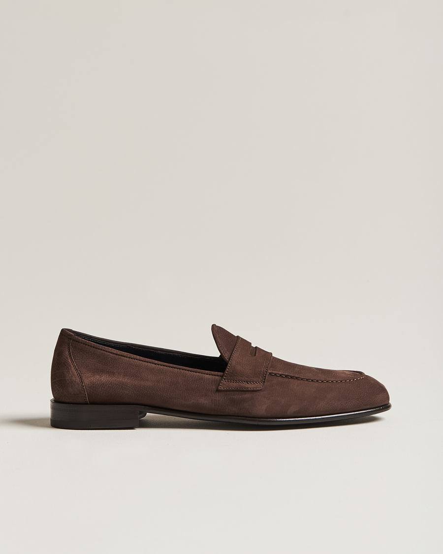 Herre | Brioni Penny Loafers Dark Brown Nubuck | Brioni | Penny Loafers Dark Brown Nubuck