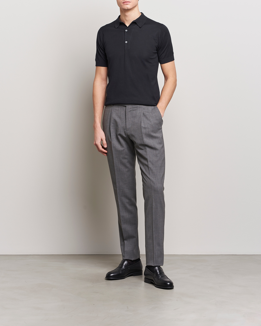 Herre | Pikéer | John Smedley | Adrian Slim Fit Sea Island Polo Black
