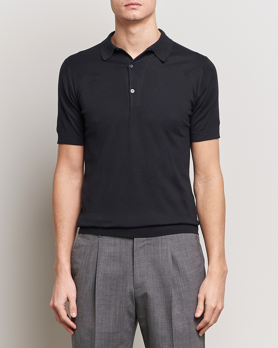 Herre | Kortermet piké | John Smedley | Adrian Slim Fit Sea Island Polo Black