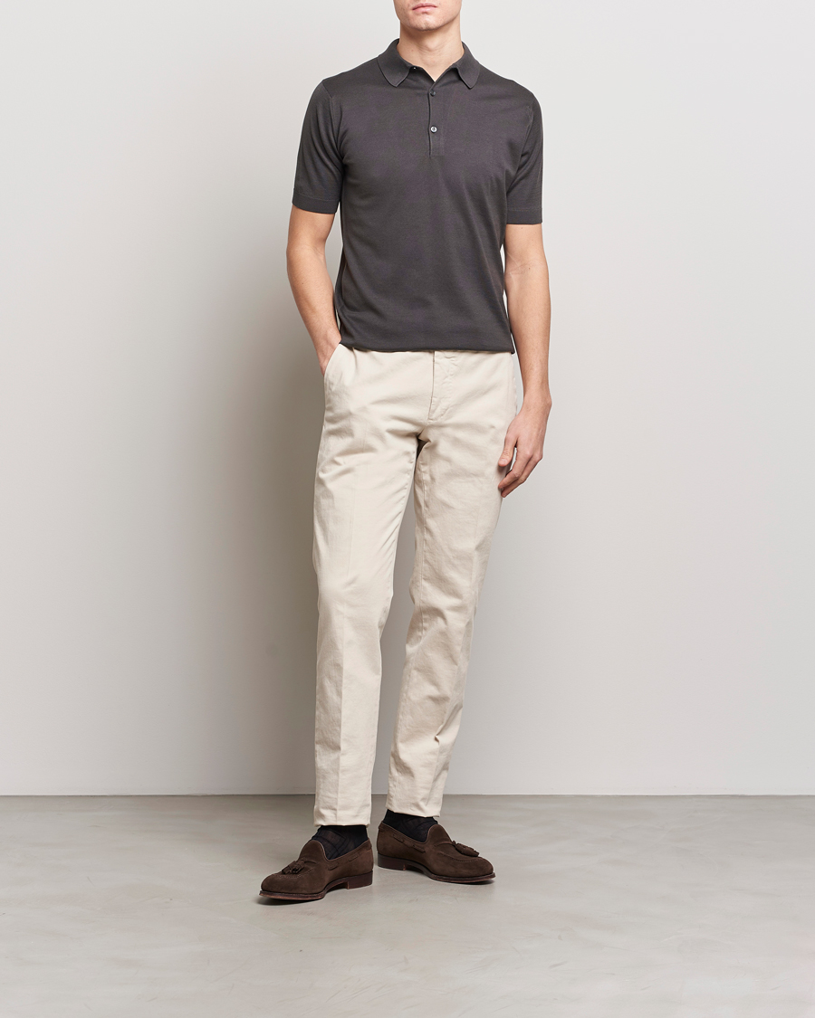 Herre | Pikéer | John Smedley | Adrian Slim Fit Sea Island Polo Chocolat