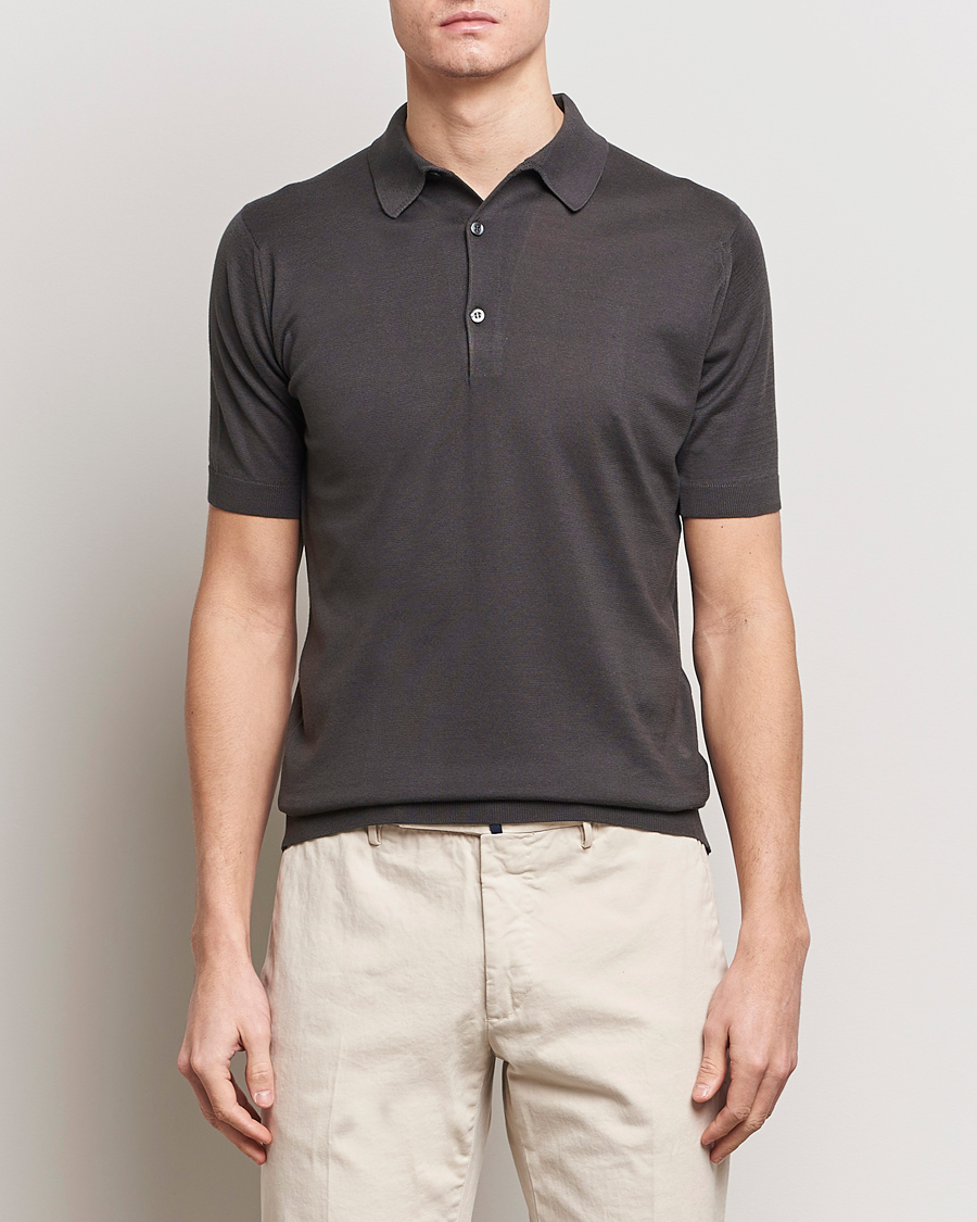 Herre | Best of British | John Smedley | Adrian Slim Fit Sea Island Polo Chocolat