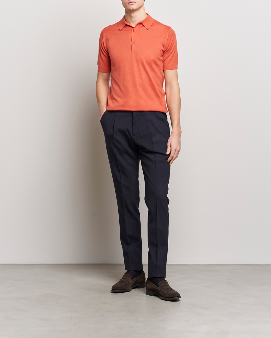 Herre | Pikéer | John Smedley | Adrian Slim Fit Sea Island Polo Sundown Orange