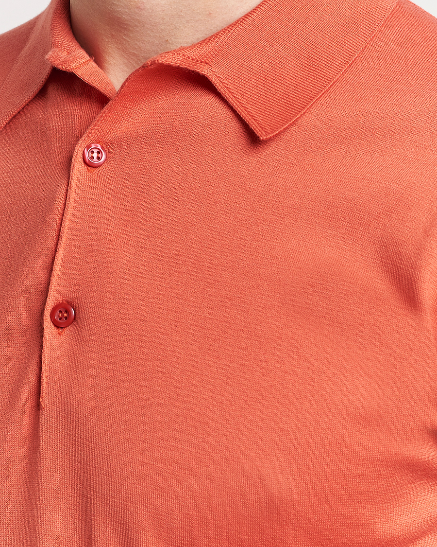 Herre | Pikéer | John Smedley | Adrian Slim Fit Sea Island Polo Sundown Orange