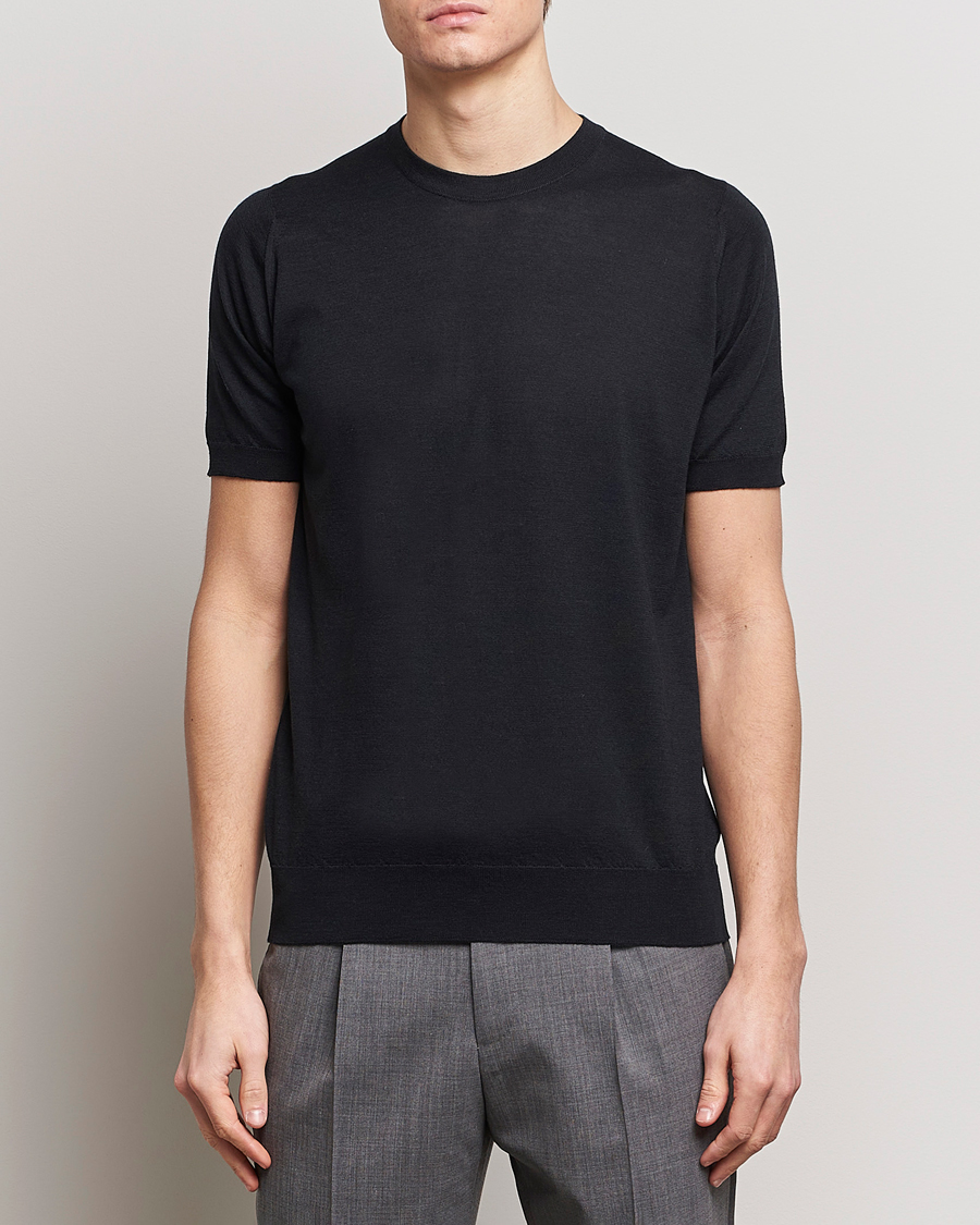 Herre | Kortermede t-shirts | John Smedley | Hilcote Wool/Sea Island Cotton T-Shirt Black