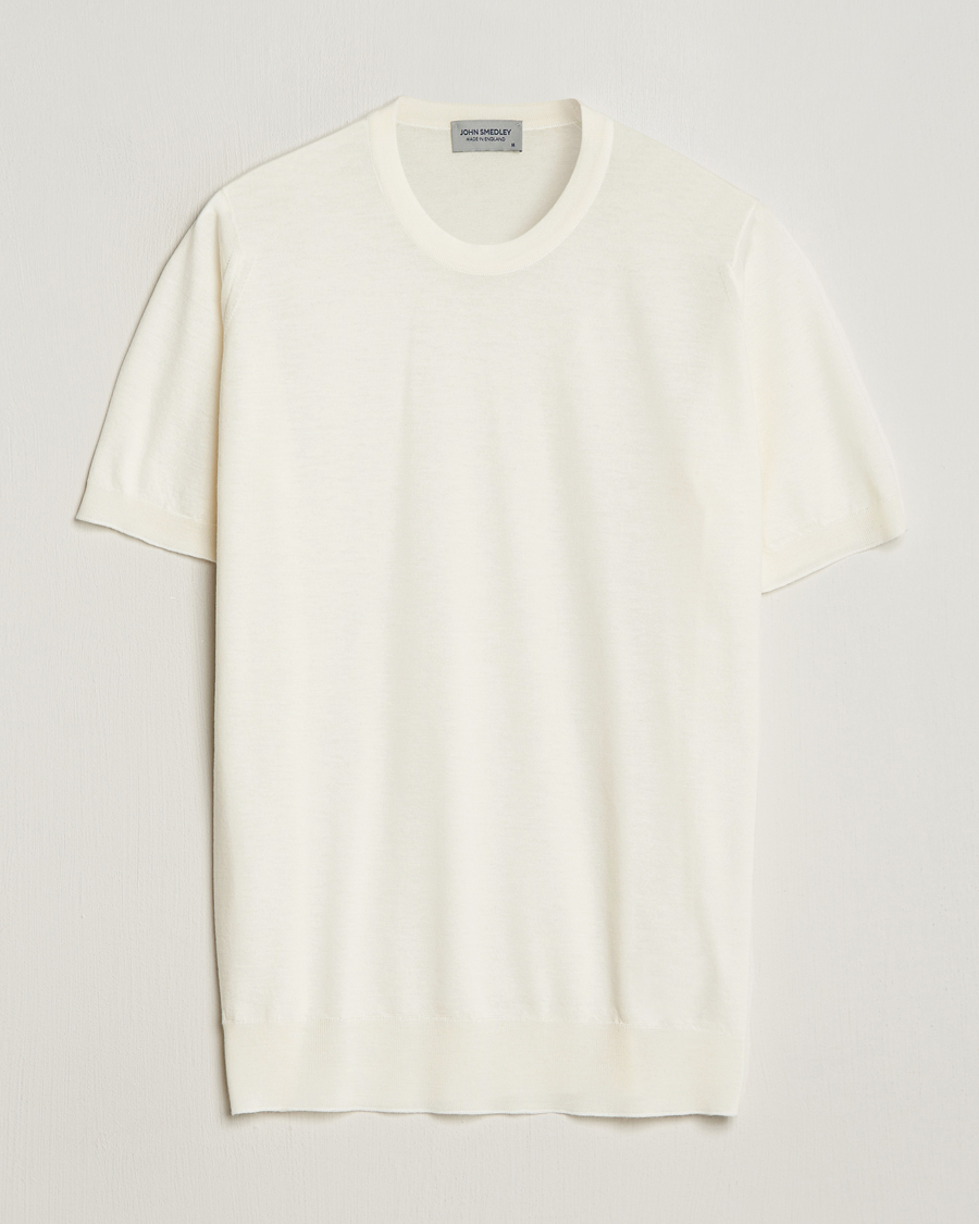 Herre | T-Shirts | John Smedley | Hilcote Wool/Sea Island Cotton T-Shirt Chalk White