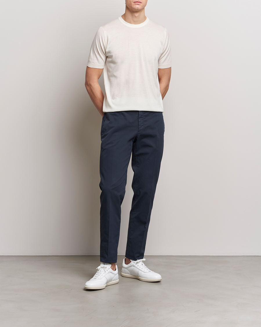 Herre | T-Shirts | John Smedley | Hilcote Wool/Sea Island Cotton T-Shirt Chalk White
