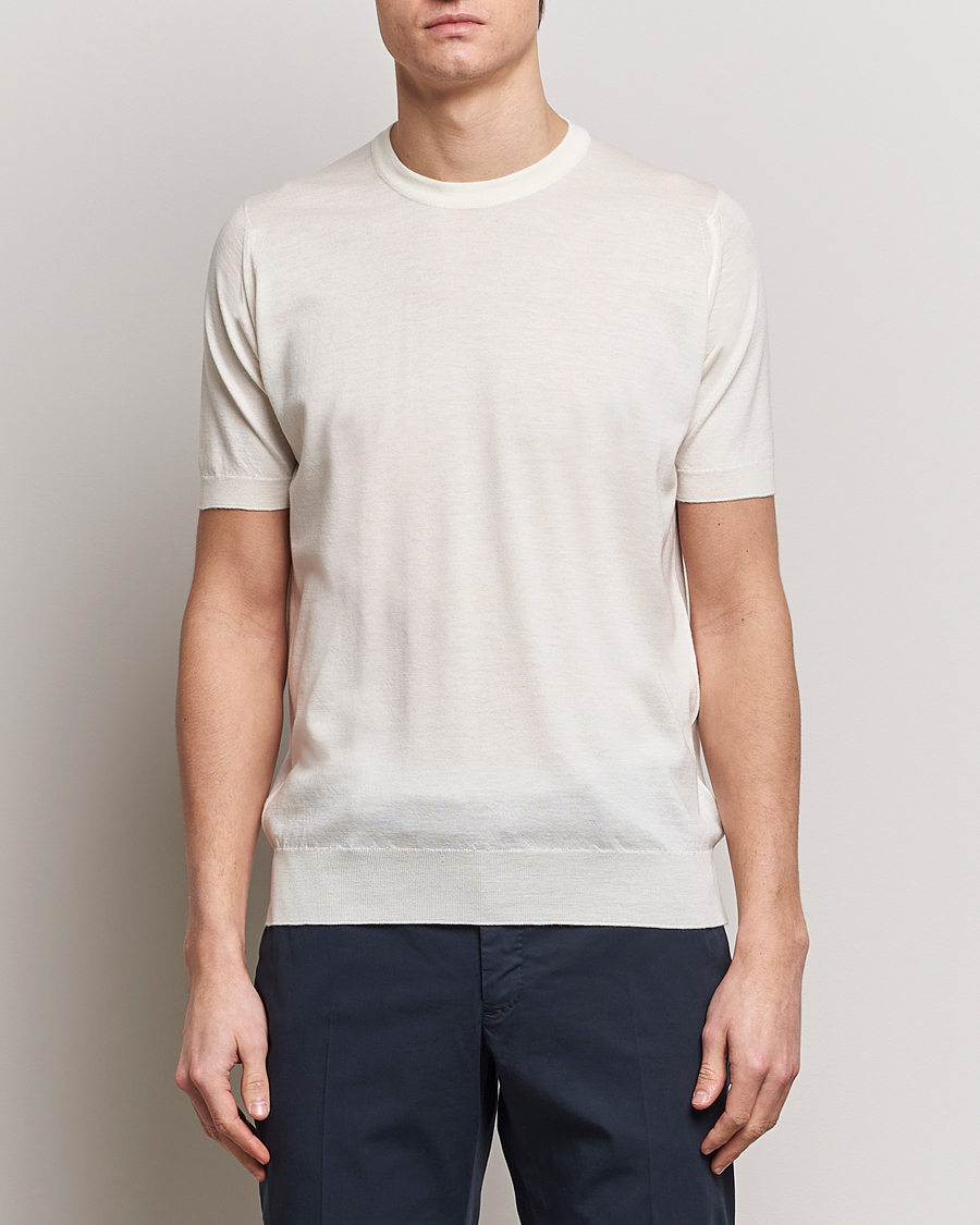 Herre | Kortermede t-shirts | John Smedley | Hilcote Wool/Sea Island Cotton T-Shirt Chalk White
