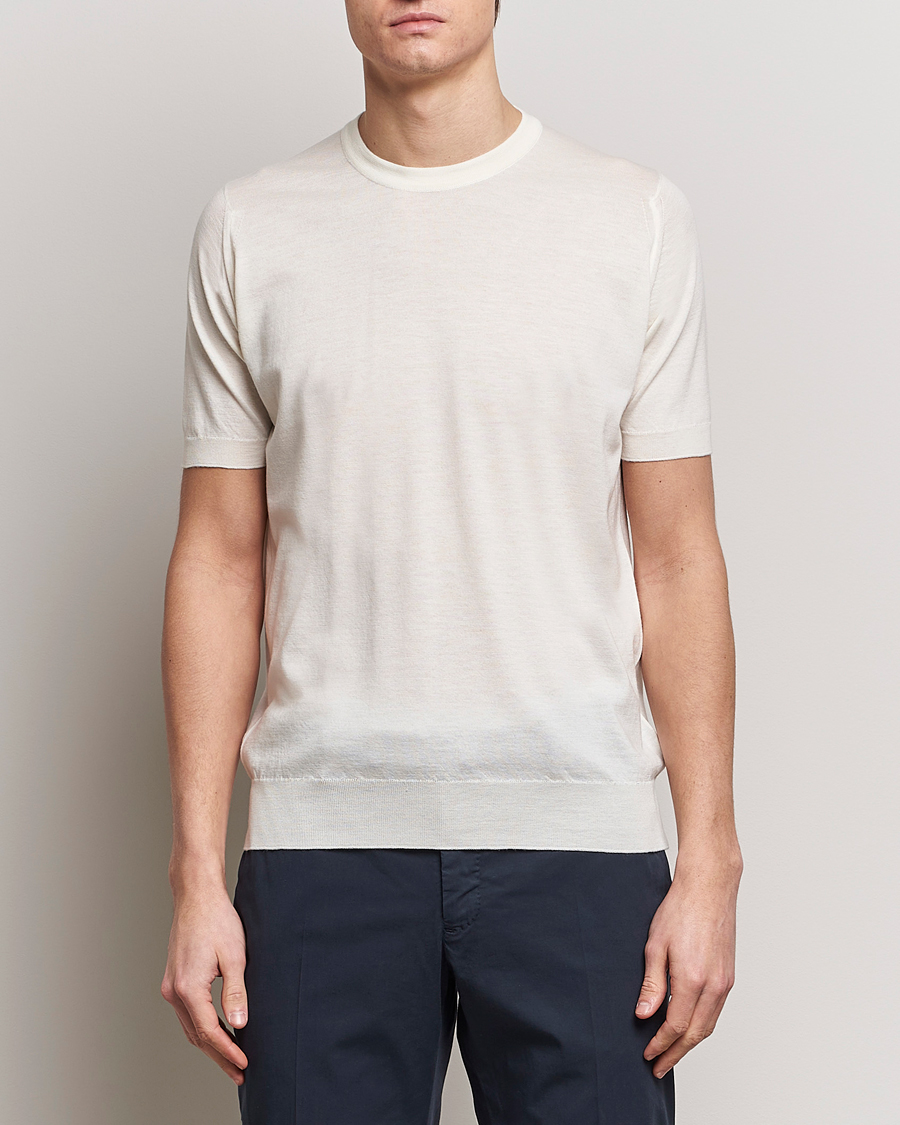 Herre | Wardrobe basics | John Smedley | Hilcote Wool/Sea Island Cotton T-Shirt Chalk White