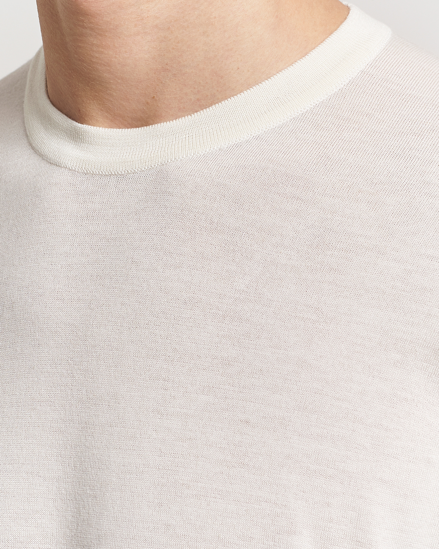 Herre | T-Shirts | John Smedley | Hilcote Wool/Sea Island Cotton T-Shirt Chalk White