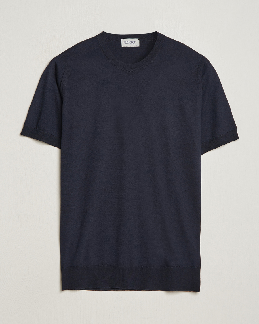 Herre | T-Shirts | John Smedley | Hilcote Wool/Sea Island Cotton T-Shirt Navy