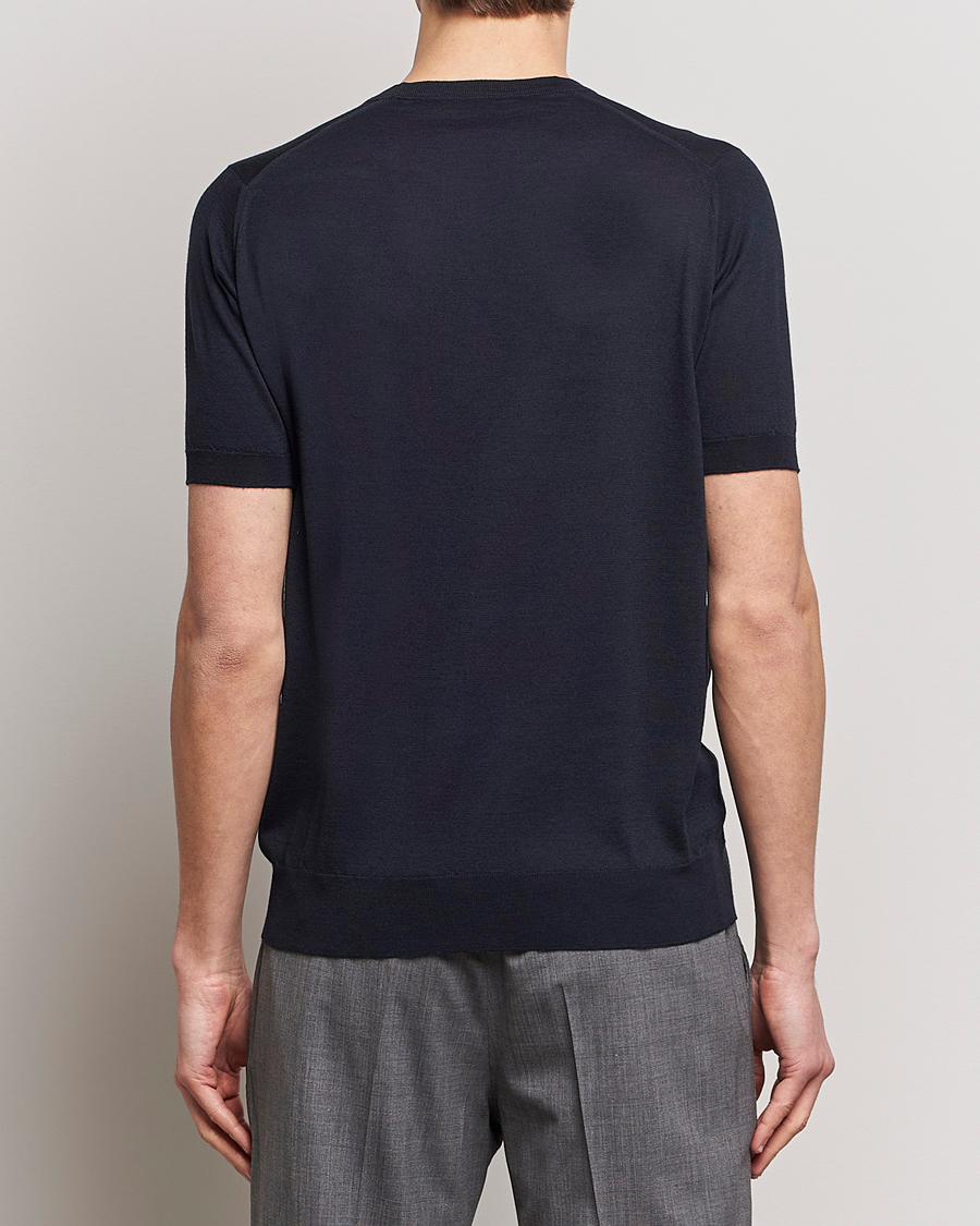 Herre | T-Shirts | John Smedley | Hilcote Wool/Sea Island Cotton T-Shirt Navy