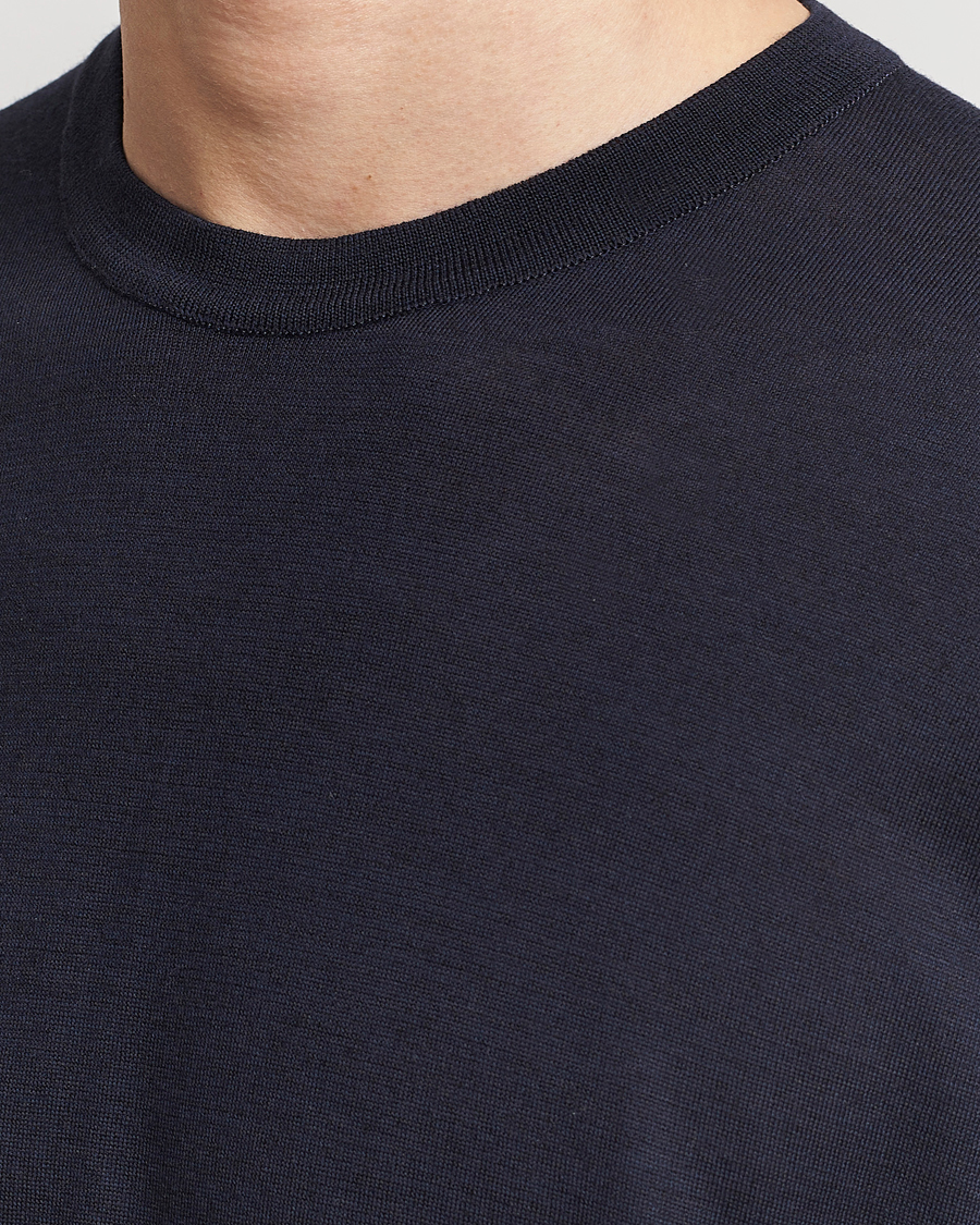 Herre | T-Shirts | John Smedley | Hilcote Wool/Sea Island Cotton T-Shirt Navy