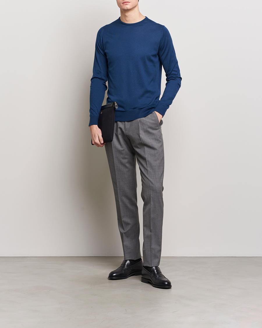 Herre | Gensere | John Smedley | Hatfield Sea Island Crew Neck Indigo