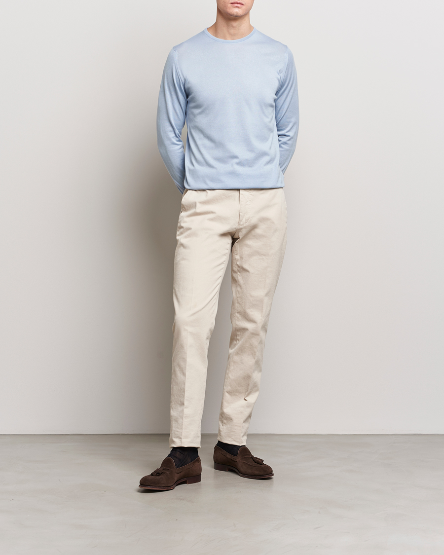 Herre | Gensere | John Smedley | Hatfield Sea Island Crew Neck Mirage Blue