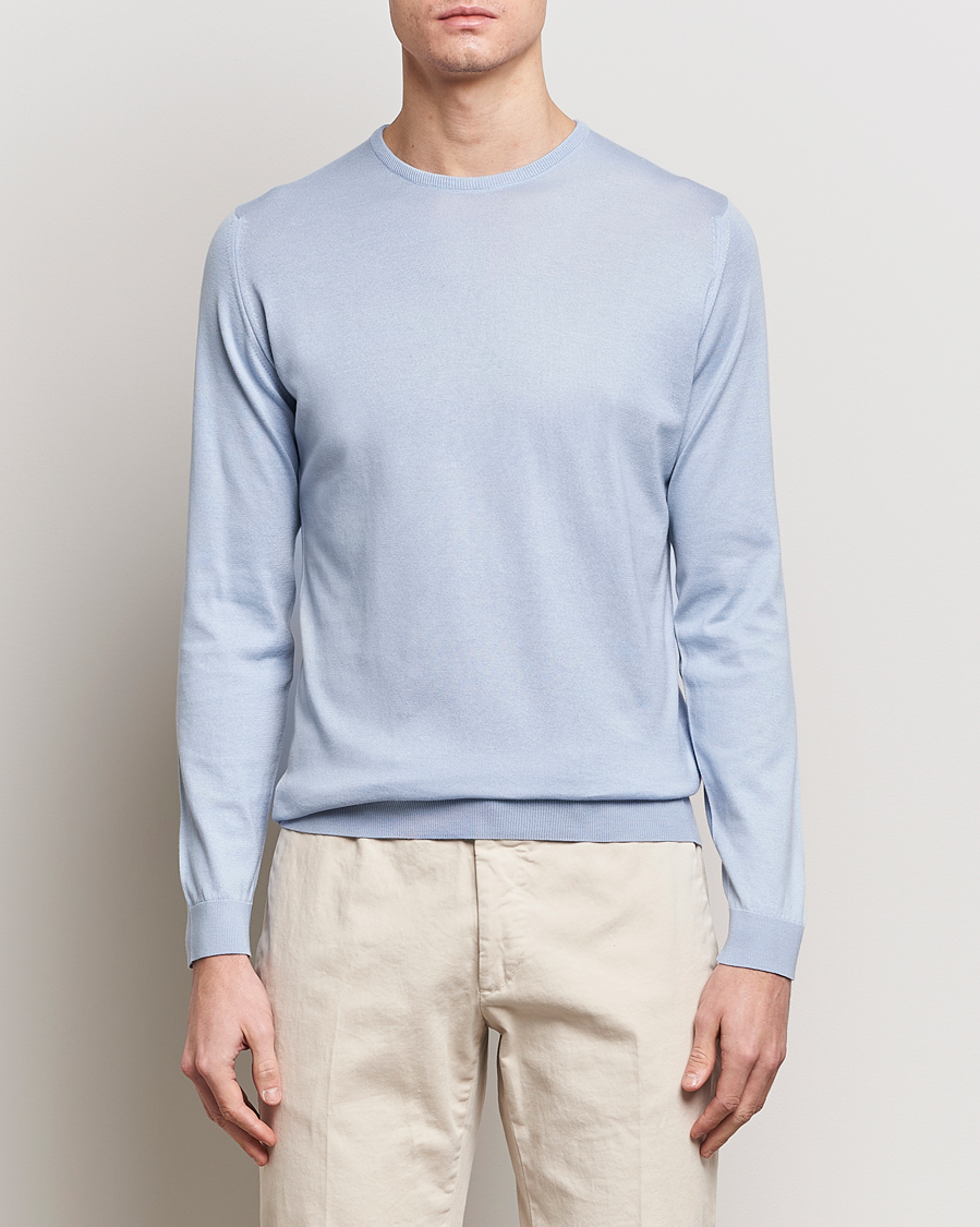 Herre | Best of British | John Smedley | Hatfield Sea Island Crew Neck Mirage Blue