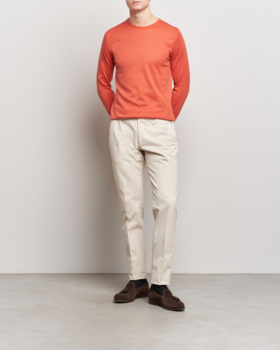 Herre | Gensere | John Smedley | Hatfield Sea Island Crew Neck Sundown Orange