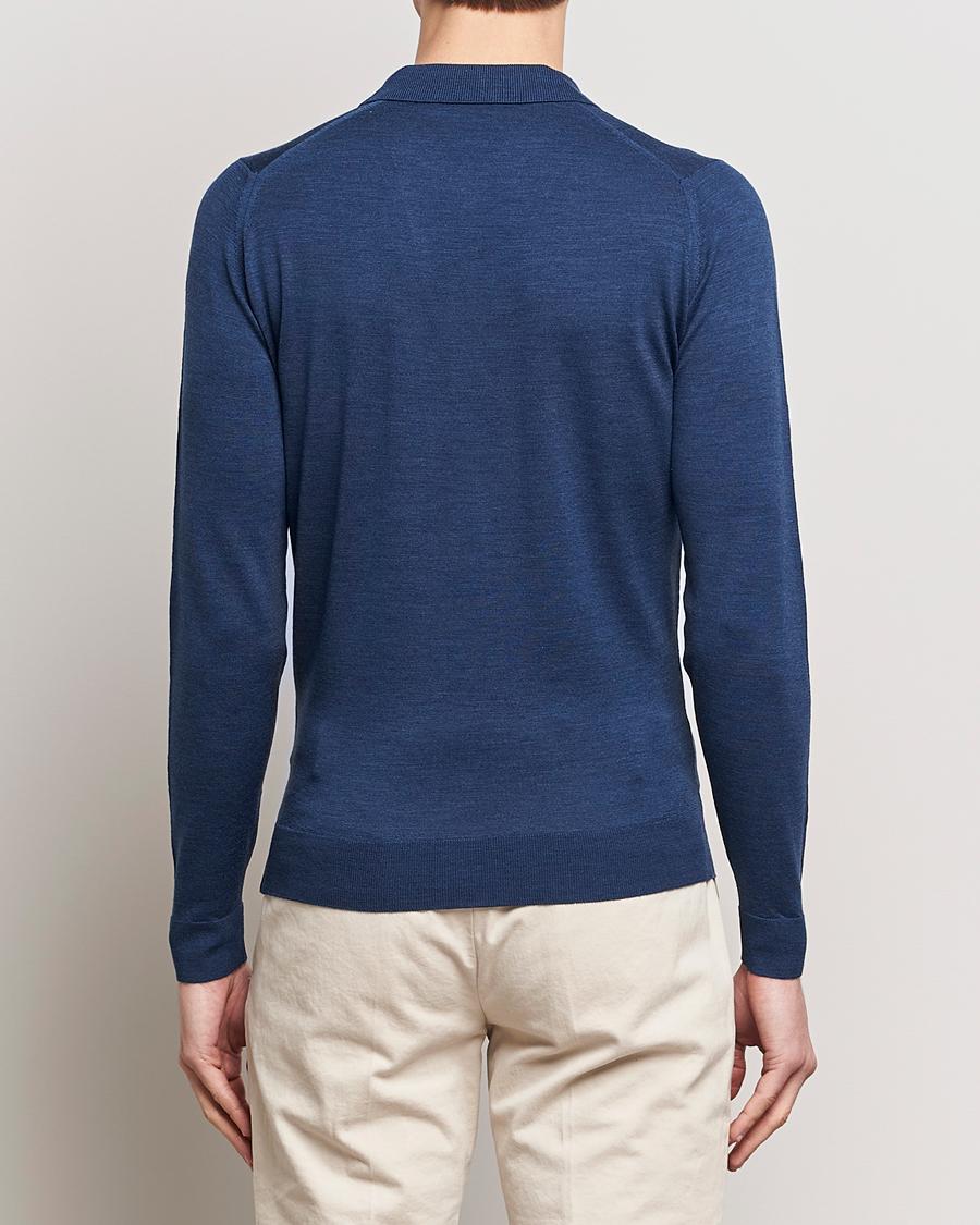Herre | Gensere | John Smedley | Belper Extra Fine Merino Polo Pullover Indigo