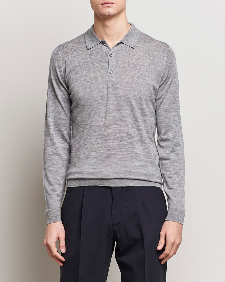 Herre | Klær | John Smedley | Belper Extra Fine Merino Polo Pullover Silver